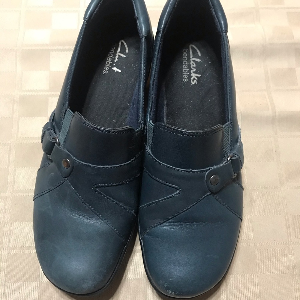 Dark Teal‎ Slip On Leather Loafers Shoes 2” Heel